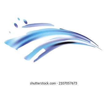 Vector Brush Stroke. Abstract Fluid Splash. Sale Banner Brushstroke. Isolated Splash on White Backdrop. Watercolor Textured Background.  Blue and Indigo Gradient Paintbrush.