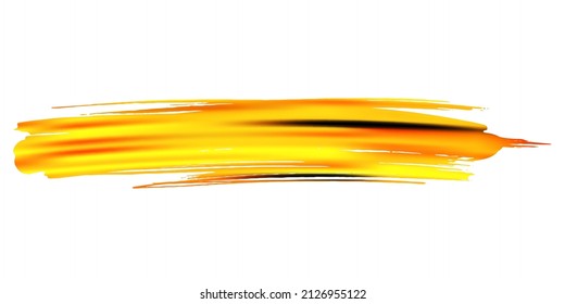 Vector Brush Stroke. Abstract Fluid Splash. Fortuna Gold and Yellow Watercolor Textured Background.  Isolated Splash on White Backdrop. Sale Banner Brushstroke. Gradient Paintbrush.