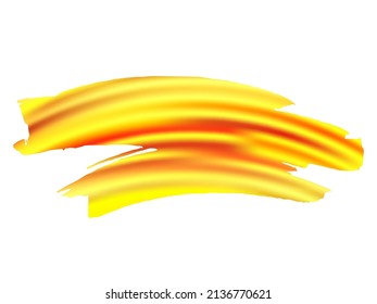 Vector Brush Stroke. Abstract Fluid Splash. Watercolor Textured Background.  Fortuna Gold and Yellow Sale Banner Brushstroke. Gradient Paintbrush. Isolated Splash on White Backdrop.