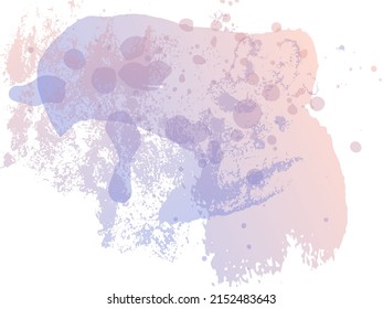 Vector Brush Stroke. Abstract Fluid Splash. Watercolor Textured Background.  Blue and Indigo Gradient Paintbrush. Isolated Splash on White Backdrop. Sale Banner Brushstroke.