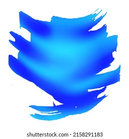 Vector Brush Stroke. Abstract Fluid Splash. Blue and Indigo Gradient Paintbrush. Isolated Splash on White Backdrop. Watercolor Textured Background.  Sale Banner Brushstroke.