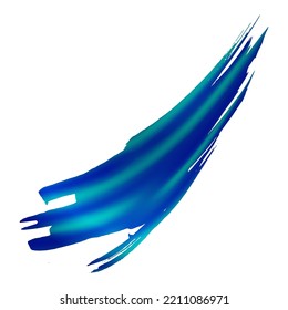 Vector Brush Stroke. Abstract Fluid Splash. Watercolor Textured Background.  Blue and Indigo Gradient Paintbrush. Isolated Splash on White Backdrop. Sale Banner Brushstroke.