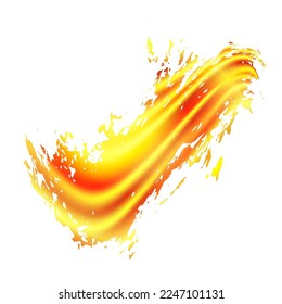 Vector Brush Stroke. Abstract Fluid Splash. Isolated Splash on White Backdrop. Watercolor Textured Background.  Fortuna Gold and Yellow Gradient Paintbrush. Sale Banner Brushstroke.