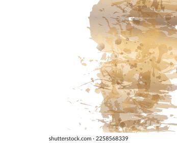 Vector Brush Stroke. Abstract Fluid Splash. Gold Orange Sale Banner Brushstroke. Watercolor Textured Background.  Isolated Splash on White Backdrop. Gradient Paintbrush.