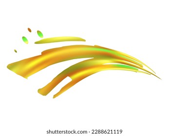 Estroque del pincel del vector. Resumen de la salpicadura de fluidos. Splash aislado sobre fondo blanco. Pincel de pintado de fortuna dorado y gradiente amarillo. Fondo texturado de color de agua.  Pincel de pancarta de venta.