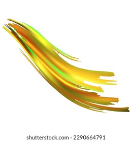 Vector Brush Stroke. Abstract Fluid Splash. Fortuna Gold and Yellow Gradient Paintbrush. Watercolor Textured Background.  Isolated Splash on White Backdrop. Sale Banner Brushstroke.