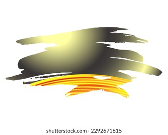 Vector Brush Stroke. Abstract Fluid Splash. Gradient Paintbrush. Watercolor Textured Background.  Fortuna Gold and Yellow Isolated Splash on White Backdrop. Sale Banner Brushstroke.