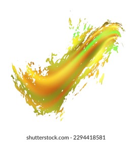 Vector Brush Stroke. Abstract Fluid Splash. Fortuna Gold and Yellow Watercolor Textured Background.  Isolated Splash on White Backdrop. Sale Banner Brushstroke. Gradient Paintbrush.