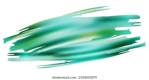Vector Brush Stroke. Abstract Fluid Splash. Gradient Paintbrush. Isolated Splash on White Backdrop. Green and Teal Watercolor Textured Background.  Sale Banner Brushstroke.