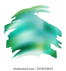 Vector Brush Stroke. Abstract Fluid Splash. Sale Banner Brushstroke. Isolated Splash on White Backdrop. Green and Teal Watercolor Textured Background.  Gradient Paintbrush.