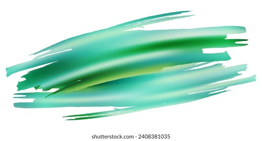 Vector Brush Stroke. Abstract Fluid Splash. Gradient Paintbrush. Green and Teal Isolated Splash on White Backdrop. Sale Banner Brushstroke. Watercolor Textured Background. 