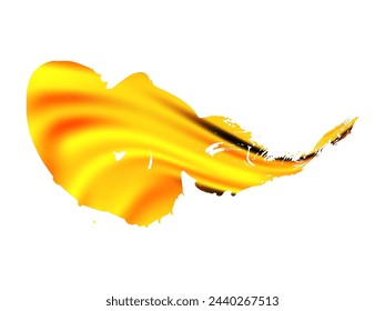 Vector Brush Stroke. Abstract Fluid Splash. Gradient Paintbrush. Fortuna Gold and Yellow Sale Banner Brushstroke. Watercolor Textured Background.  Isolated Splash on White Backdrop.