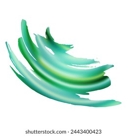 Vector Brush Stroke. Abstract Fluid Splash. Sale Banner Brushstroke. Watercolor Textured Background.  Isolated Splash on White Backdrop. Green and Teal Gradient Paintbrush.