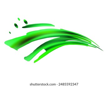 Vector Brush Stroke. Abstract Fluid Splash. Green and Teal Gradient Paintbrush. Watercolor Textured Background.  Isolated Splash on White Backdrop. Sale Banner Brushstroke.