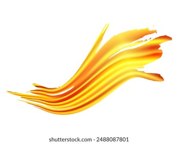 Vector Brush Stroke. Abstract Fluid Splash. Watercolor Textured Background.  Isolated Splash on White Backdrop. Fortuna Gold and Yellow Gradient Paintbrush. Sale Banner Brushstroke.