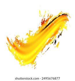 Vector Brush Stroke. Abstract Fluid Splash. Gradient Paintbrush. Fortuna Gold and Yellow Watercolor Textured Background.  Sale Banner Brushstroke. Isolated Splash on White Backdrop.