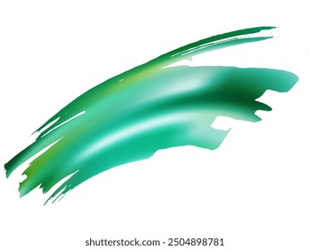 Vector Brush Stroke. Abstract Fluid Splash. Isolated Splash on White Backdrop. Green and Teal Gradient Paintbrush. Watercolor Textured Background.  Sale Banner Brushstroke.