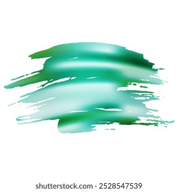 Vector Brush Stroke. Abstract Fluid Splash. Green and Teal Isolated Splash on White Backdrop. Watercolor Textured Background.  Sale Banner Brushstroke. Gradient Paintbrush.