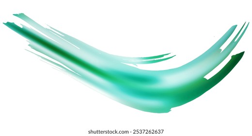 Vector Brush Stroke. Abstract Fluid Splash. Sale Banner Brushstroke. Isolated Splash on White Backdrop. Watercolor Textured Background.  Green and Teal Gradient Paintbrush.