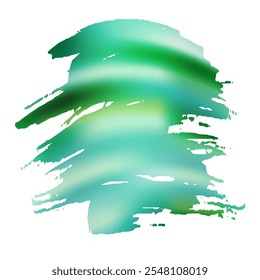 Vector Brush Stroke. Abstract Fluid Splash. Green and Teal Watercolor Textured Background.  Isolated Splash on White Backdrop. Sale Banner Brushstroke. Gradient Paintbrush.