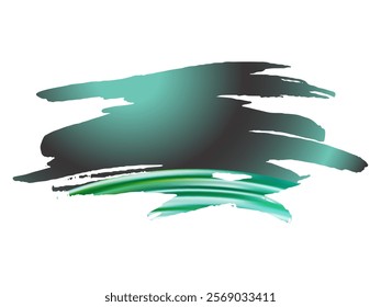 Vector Brush Stroke. Abstract Fluid Splash. Isolated Splash on White Backdrop. Green and Teal Gradient Paintbrush. Watercolor Textured Background.  Sale Banner Brushstroke.