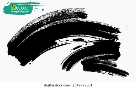 Vector Brush Stroke. Black hand drawn brushstroke, Grunge Wave Logo Element. Surfing Icon . Brush Stroke . Vector Illustration. Black Brush strokes isolated on white background. 