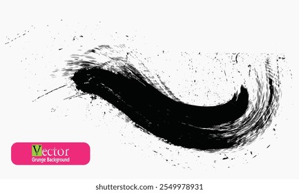 Vector Brush Stroke. Black hand drawn brushstroke, Analog touch material. The texture of the brush is beautiful. Wave pattern. Black Brush strokes isolated on white background. 