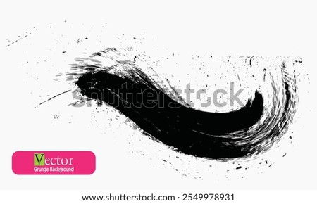 Vector Brush Stroke. Black hand drawn brushstroke, Analog touch material. The texture of the brush is beautiful. Wave pattern. Black Brush strokes isolated on white background. 