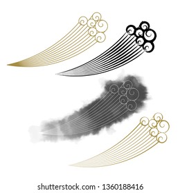 Vector brush stroke Chinese oriental traditional cloud