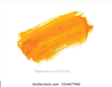 Vector Brush Stroke Color Orange Watercolor Creative Illustration.