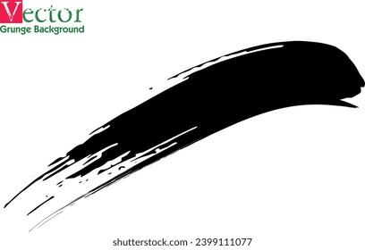 Vector Brush Stroke. Curved Dry Brush Stroke. Grunge Distress Textured Design Element. Black Painted Brush Stroke . Used As Banner, Template, Logo.eps8
