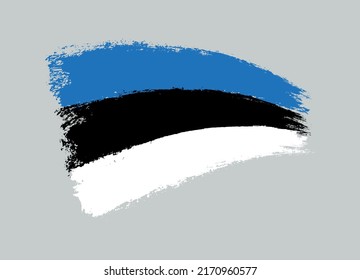 Vector brush stroke flag of Estonia.Grunge Estonia flag.