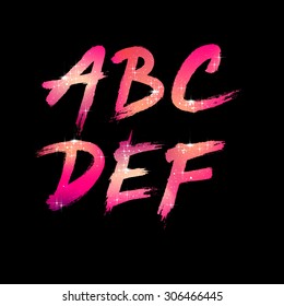 Vector Brush Stroke Font From A To F