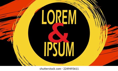 Vector brush stroke frame for text. Abstract yellow and red decorative background
