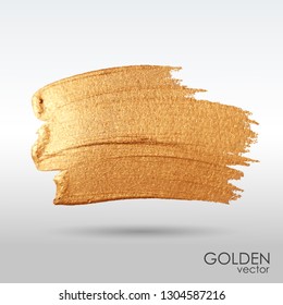 Vector  brush stroke. Golden grunge texture. A brilliant festive banner. Light background.