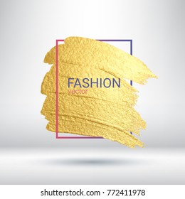 Vector  brush stroke. Golden grunge texture. A brilliant festive banner. Light background.