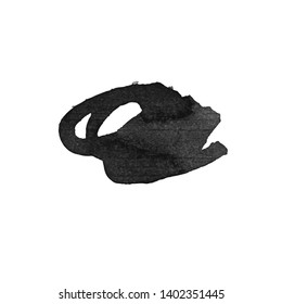Vector Brush Stroke. Grunge Ink pen. Distressed quill. Black Modern Textured pen Stroke. Curls of a spiral drawn with ink by a sharp feather