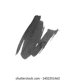Vector Brush Stroke. Grunge Ink pen. Distressed quill. Black Modern Textured pen Stroke. Curls of a spiral drawn with ink by a sharp feather