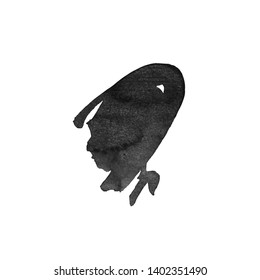 Vector Brush Stroke. Grunge Ink pen. Distressed quill. Black Modern Textured pen Stroke. Curls of a spiral drawn with ink by a sharp feather