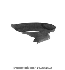 Vector Brush Stroke. Grunge Ink pen. Distressed quill. Black Modern Textured pen Stroke. Curls of a spiral drawn with ink by a sharp feather