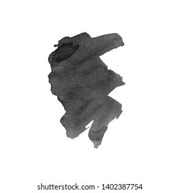 Vector Brush Stroke. Grunge Ink pen. Distressed quill. Black Modern Textured pen Stroke. Curls of a spiral drawn with ink by a sharp feather