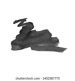 Vector Brush Stroke. Grunge Ink pen. Distressed quill. Black Modern Textured pen Stroke. Curls of a spiral drawn with ink by a sharp feather