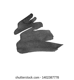 Vector Brush Stroke. Grunge Ink pen. Distressed quill. Black Modern Textured pen Stroke. Curls of a spiral drawn with ink by a sharp feather