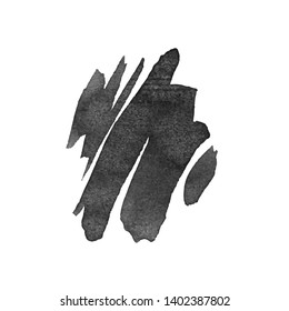 Vector Brush Stroke. Grunge Ink pen. Distressed quill. Black Modern Textured pen Stroke. Curls of a spiral drawn with ink by a sharp feather