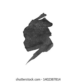 Vector Brush Stroke. Grunge Ink pen. Distressed quill. Black Modern Textured pen Stroke. Curls of a spiral drawn with ink by a sharp feather