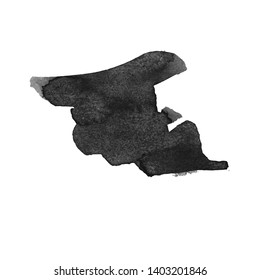 Vector Brush Stroke. Grunge Ink pen. Distressed quill. Black Modern Textured pen Stroke. Curls of a spiral drawn with ink by a sharp feather