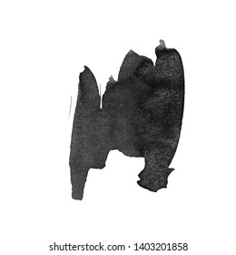 Vector Brush Stroke. Grunge Ink pen. Distressed quill. Black Modern Textured pen Stroke. Curls of a spiral drawn with ink by a sharp feather