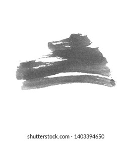 Vector Brush Stroke. Grunge Ink pen. Distressed quill. Black Modern Textured pen Stroke. Curls of a spiral drawn with ink by a sharp feather