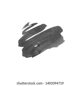 Vector Brush Stroke. Grunge Ink pen. Distressed quill. Black Modern Textured pen Stroke. Curls of a spiral drawn with ink by a sharp feather