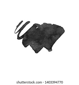 Vector Brush Stroke. Grunge Ink pen. Distressed quill. Black Modern Textured pen Stroke. Curls of a spiral drawn with ink by a sharp feather